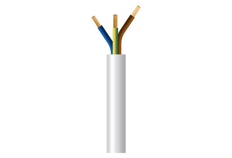 Καλώδιο Ρεύματος Εύκαμπτο Λευκό Eurolamp H05VV-F 3x2.5mm² με το Μέτρο