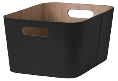 Καλάθι Αποθήκευσης Espiel Μαύρο με Εσωτερική Υφή Ξύλου Μ30.5xΠ30.5xΥ15.2cm