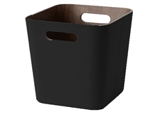 Καλάθι Αποθήκευσης Espiel Μαύρο με Εσωτερική Υφή Ξύλου Μ27xΠ27xΥ28cm