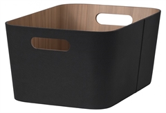Καλάθι Αποθήκευσης Espiel Μαύρο με Εσωτερική Υφή Ξύλου Μ40.6xΠ30.5xΥ20.3cm