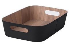 Καλάθι Αποθήκευσης Espiel Μαύρο με Εσωτερική Υφή Ξύλου Μ37.5xΠ26.2xΥ11cm