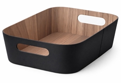 Καλάθι Αποθήκευσης Espiel Μαύρο με Εσωτερική Υφή Ξύλου Μ26xΠ18xΥ11cm