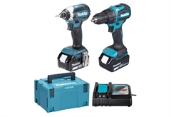 Σετ Makita Κρουστικό Δραπανοκατσάβιδο & Παλμικό Κατσαβίδι με 2 Μπαταρίες & Βαλιτσάκι