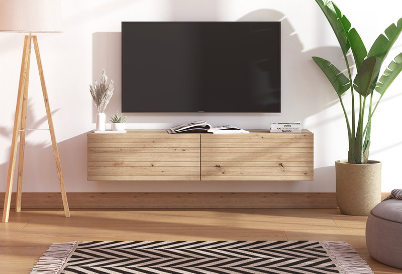Έπιπλο Τηλεόρασης Επιτοίχιο Royan Natural M154xΠ41.5xY32cm