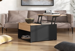 Τραπέζι Forma Ideale Taranto με Ανυψωμένη Επιφάνεια Natural/Μαύρο M80xΠ80xY45cm