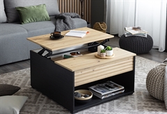 Τραπέζι Forma Ideale Taranto με Ανυψωμένη Επιφάνεια Natural/Μαύρο M80xΠ80xY45cm