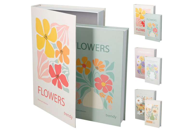 Σετ Διακοσμητικά Κουτιά Βιβλία Flowers σε 3 Σχέδια