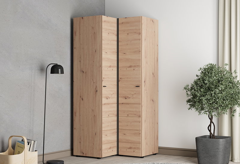 Ντουλάπα Ρούχων Δίφυλλη Γωνιακή Nevis M95xΠ90xY207.5cm Natural