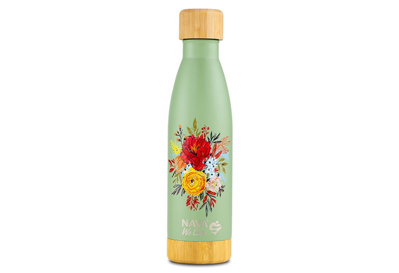 Μπουκάλι Θερμός Nava We Care 500ml Green Floral Bamboo