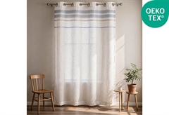 Κουρτίνα Zakartex 270x140cm Stripes Blue Ecru με Τρουκς