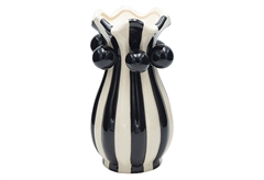 Βάζο Ριγέ Eurolamp Φ14x25cm Λευκό Μαύρο