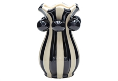 Βάζο Ριγέ Eurolamp Φ13.5x20.5cm Λευκό Μαύρο