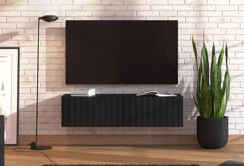 Έπιπλο Τηλεόρασης Επιτοίχιο Antibes Μαύρο M128xΠ42xY32cm
