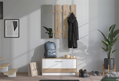 Έπιπλο Εισόδου Rimini Μ91.5xΠ28xΥ202cm Λευκό/Natural