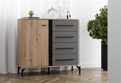 Συρταριέρα Sinop Natural/Γκρι με 4 Συρτάρια Μ102.5xΠ40xΥ55.5cm