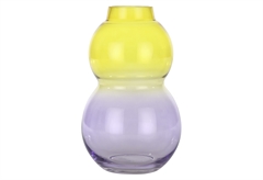 Βάζο Γυάλινο Eglo Living Bevato 28cm Κίτρινο Λιλά