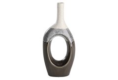 Βάζο Κεραμικό Eglo Living Iwate 27cm Μαύρο Λευκό