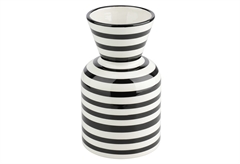 Βάζο Κεραμικό Eglo Living Yuzawa 20cm Ριγέ Λευκό Μαύρο