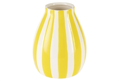 Βάζο Κεραμικό Eglo Living Jinjiti 15.5cm Ριγέ Κίτρινο Λευκό