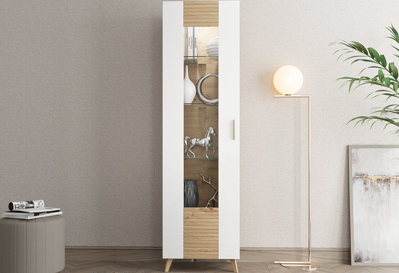 Βιτρίνα Bretagna Μ58xΠ35xΥ202.5cm Λευκή/Natural