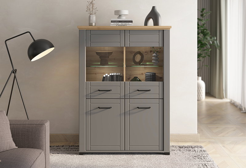 Βιτρίνα Valencia Μ103.5xΠ41xΥ143cm Γκρι