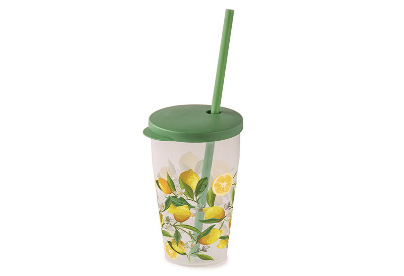 Ποτήρι Νερού με Καλαμάκι Marva Home Lemon 500ml