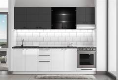 Έτοιμη Κουζίνα Claudia Λευκή/Μαύρη Μ200xΠ51xΥ200cm με Πάγκο