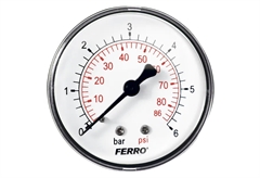 Μανόμετρο Ferro 6.3cm 1/4" Αξονικό 0-6bar