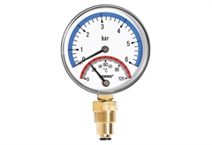 Θερμομανόμετρο Ferro 80MM 1/2" Κάθετο 0-6bar 0-120°C