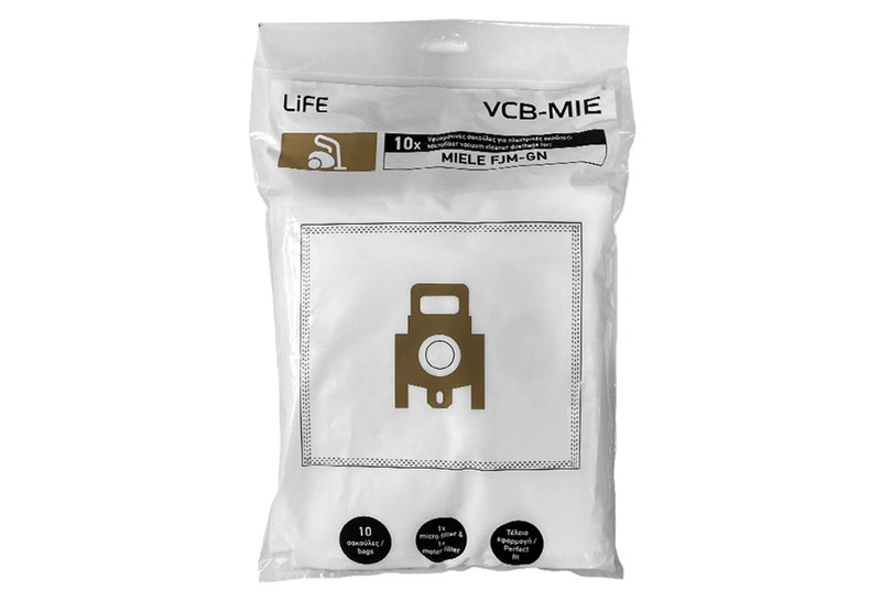 Life VCB-MIE Σακούλες Σκούπας 10τμχ Συμβατές με Miele FJM/GN