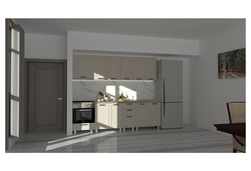 Έτοιμη Κουζίνα Catalina Cappuccino Μ260xΠ60xΥ220cm με Πάγκο