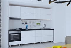 Έτοιμη Κουζίνα Daria Λευκή Μ260xΠ60xΥ220cm με Πάγκο