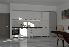 Έτοιμη Κουζίνα Catalina Λευκή Μ260xΠ60xΥ220cm με Πάγκο