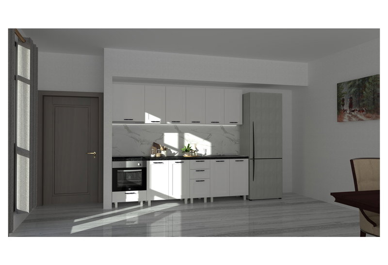 Έτοιμη Κουζίνα Catalina Λευκή Μ260xΠ60xΥ220cm με Πάγκο
