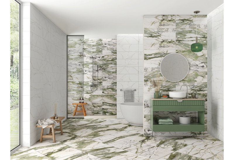 Πλακάκι Τοίχου Κεραμικό Marble Verde 25x75cm Πράσινο