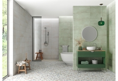 Ντεκόρ Τοίχου Κεραμικό Cemento Salvia Diamond 25x75cm Πράσινο