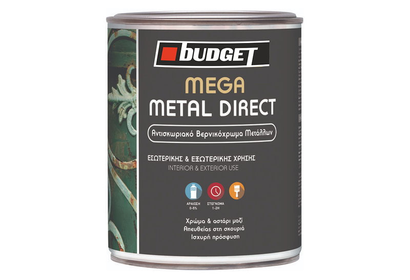 Αντισκωριακό Βερνίκι Budget Mega Metal Direct Μαύρο 2.5lt