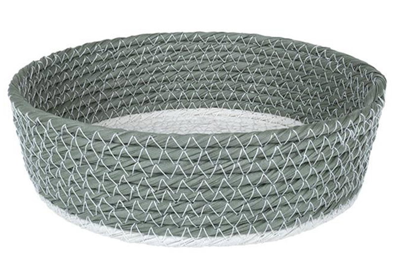 Καλάθι Espiel Rattan Φ18x6cm Χακί/Λευκό