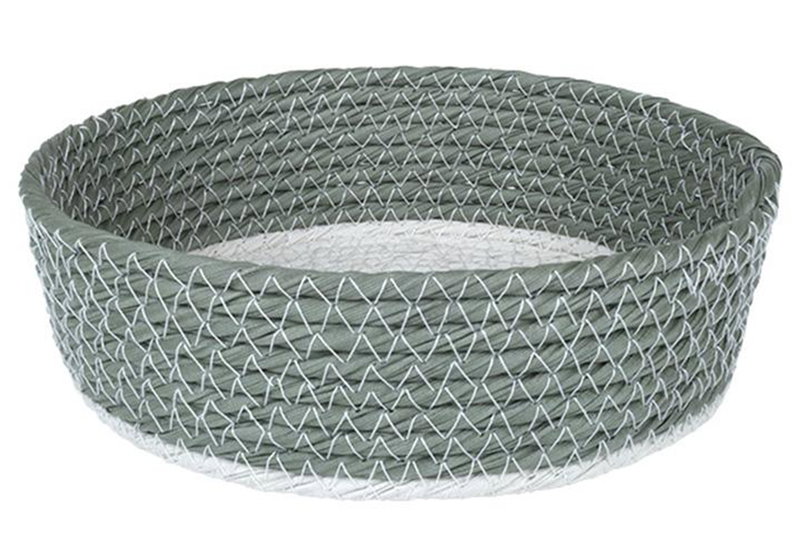 Καλάθι Espiel Rattan Φ20x6cm Χακί/Λευκό