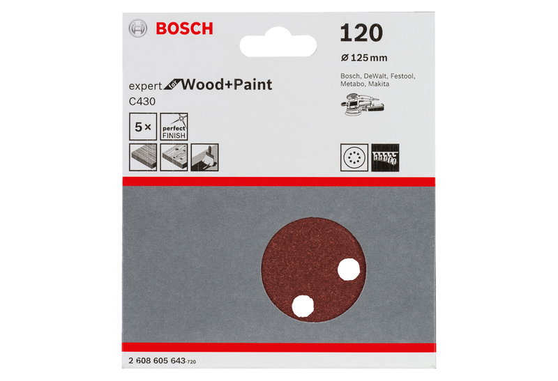Σετ Γυαλόχαρτα Εκκέντρου Τριβείου Bosch Expert C430 10x125mm 5τμχ