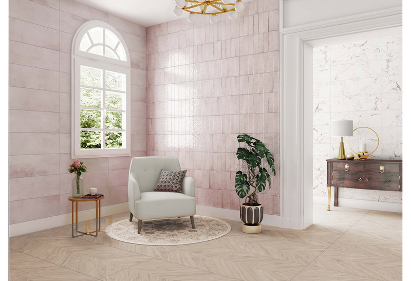Πλακάκι Τοίχου Κεραμικό Lumina Rosa 25x75cm Ροζ