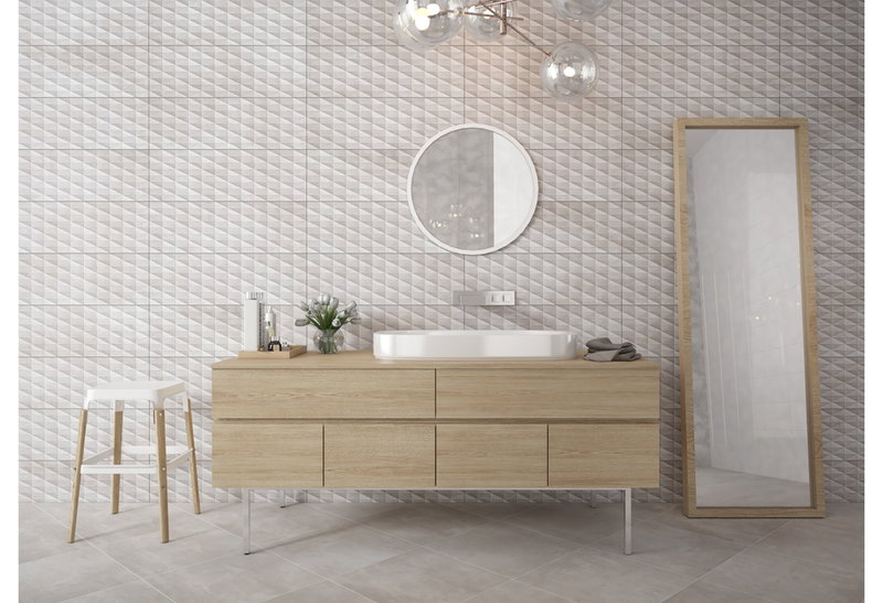 Ντεκόρ Τοίχου Κεραμικό Cemento Silver Diamond 25x75cm Γκρι
