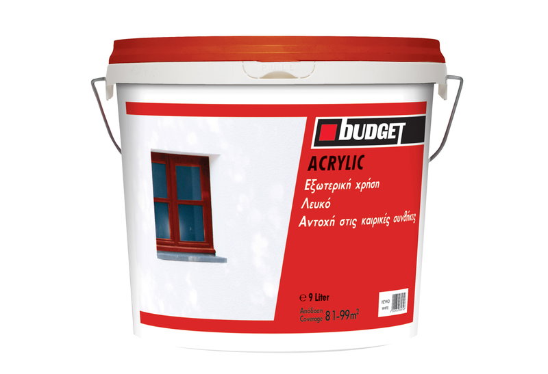Χρώμα Ακρυλικό Budget Acrylic Λευκό 9lt