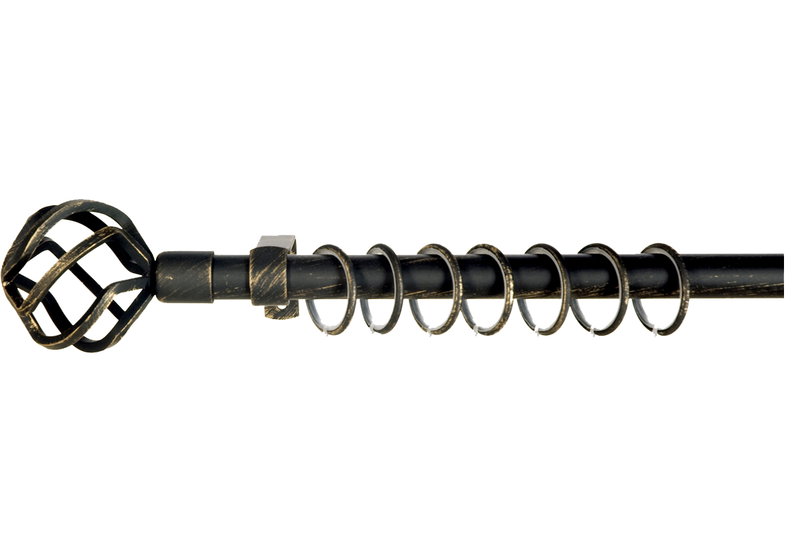 Κουρτινόβεργα Central Home Murchia Επεκτεινόμενη Φ16/19mm 120/210cm Μαύρη/Χρυσή