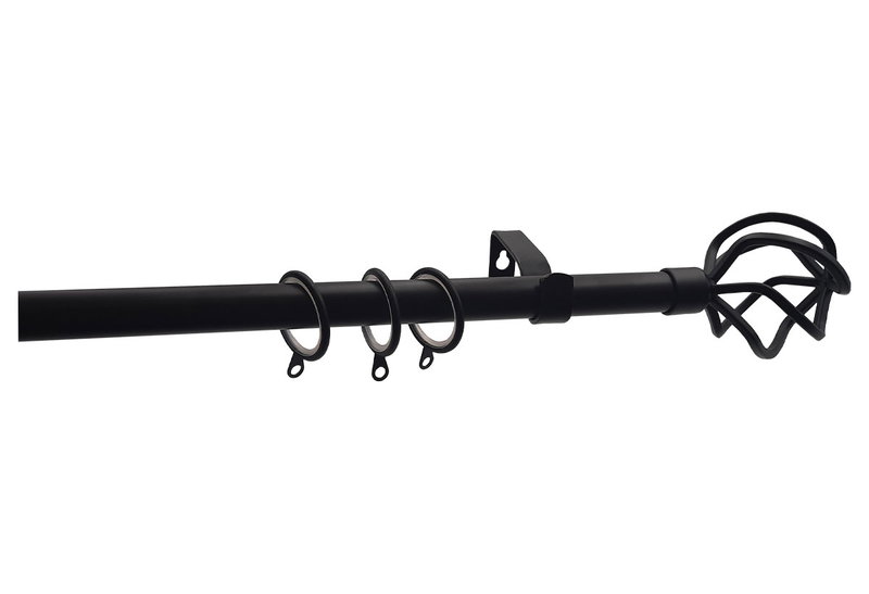 Κουρτινόβεργα Central Home Murchia Επεκτεινόμενη Φ16/19mm 120/210cm Μαύρη Ματ