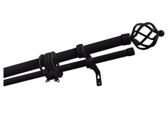 Κουρτινόβεργα Central Home Sunrise Επεκτεινόμενη Διπλή Φ19/25mm 120/210cm Μαύρο Ματ