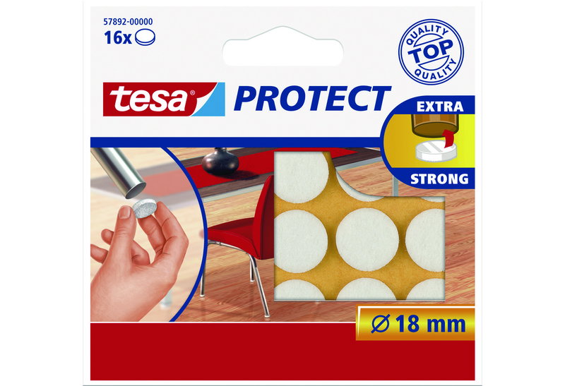 Τσοχάκια Tesa Αυτοκόλλητα Φ.18mm Λευκά Σετ 16 Τεμαχίων