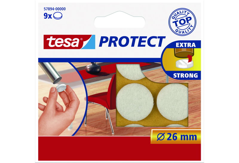 Τσοχάκια Tesa Αυτοκόλλητα Φ.26mm Λευκά Σετ 9 Τεμαχίων