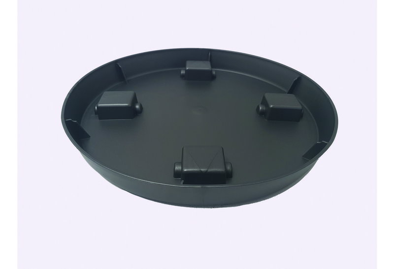 Πιάτο Γλάστρας με Ρόδες Φ.28cm Μεταλλιζέ Ανθρακί