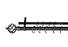 Κουρτινόβεργα Central Home Sunrise Επεκτεινόμενη Διπλή Φ19/25mm 140/240cm Μαύρη/Χρυσή